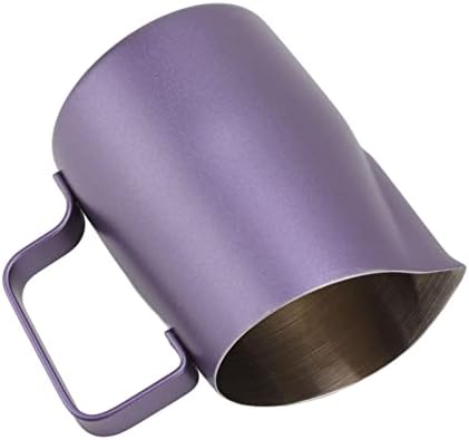 Purple Stainless Steel Milk Frother Cup, Professional Milk Frothing Pitcher for Coffee Shop, Easy to Grip and Pour, Simple Design with Drip Unfettered Spout, Rustproof and sturdy (600ML) - Image 3