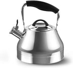 Stovetop Whistling Tea Kettle 2.4 QT / 2.3L, Stainless Steel Water Kettle for Induction, Gas & Electric Stoves, Fast Boiling Tea Kettle with Loud Whistle, Cool Touch Handle, Wide Lid, Shiny, Silver by Stellagro
