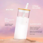 Tronco 20 oz Glass Tumbler with Lids and Straws, Reusable Iced Coffee Cups - Image 4