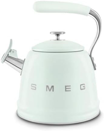 SMEG Stovetop Whistling Kettle – 50s Retro Style, 2.3 Liter (10 Cup / 2.4 Quart) Stainless Steel Tea Kettle with Iconic Design & Whistle – Premium Kitchen Statement Piece-Pastel Green by Unknown