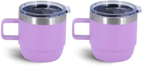 6 oz Stackable Mug, Stainless Steel cup with handle, Vacuum Insulated Espresso/Coffee Mug, shot Glass Set for 2-Piece Set for Coffee, Spirits, Wine, Tea-purple - Image 7