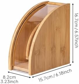 Yajuyi Organizer Bamboo Pour Over Holder Dispenser Storage Stand With Clear Lid And Easy Access Opening Suitable for home corners office pantries small cafes, L - Image 3