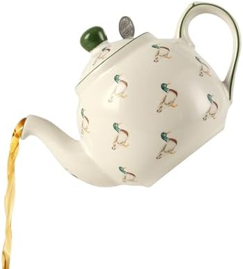 London Pottery Teapot Ceramic, 600ml/20.3 oz teapot with Stainless Steel Infuser, small tea kettle, elegant and sophisticated way to drink tea for 1-2 people (Duck，Teapot with Infuser, 600ml) by LondonPottery