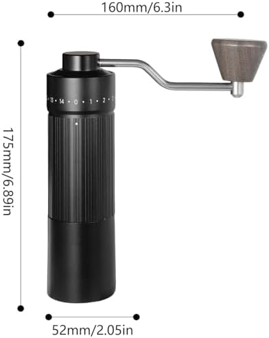 Black Portable Manual Coffee Grinder, with Stainless Steel CNC40 Conical Burr, - Image 6