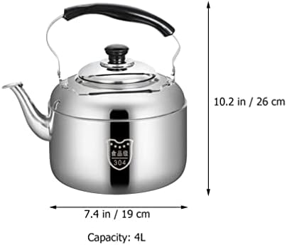 HEMOTON Household Teakettle Tea Kettle Stovetop Whistling Teakettle Stainless Steel Tea Pots Classic Teapot Stovetop Kettle Water Boiler with Cool Handle for 4L - Image 4