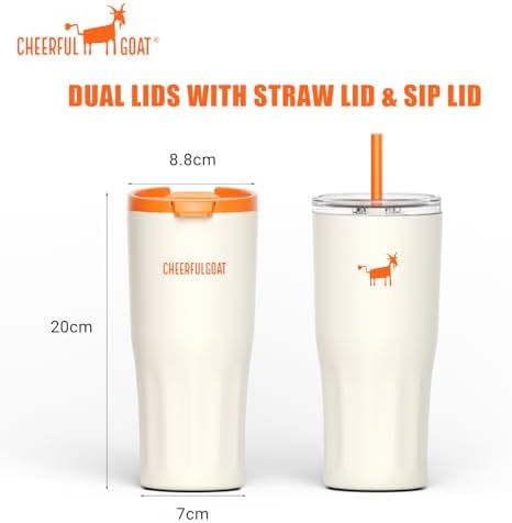 CHEERFUL GOAT Ceramic Travel Tumbler Ceramic Coffee Mug with 2 Lids - Image 3