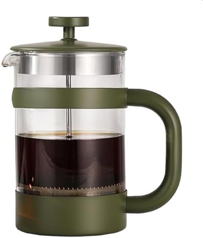 French Press Coffee Maker 3-level Filters Coffee And Tea Maker Durable Stainless Steel Frame, Thick Heat Resistant Glass Pot Multifunction Brewed Coffee Pot For Camping(/Green,800ml) by GIZNXBA
