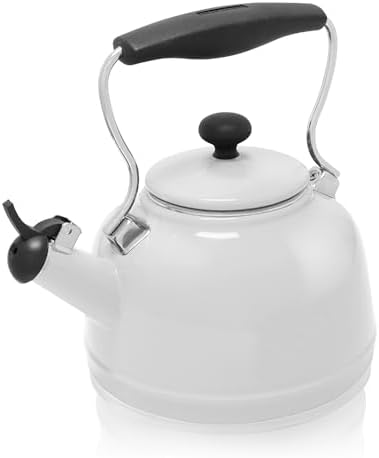 Chantal Tea Kettle, Vintage Series, Enamel on Steel, Whistling (White) by Chantal