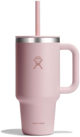 Hydro Flask Travel Tumbler with Handle, Lid and Straw - Insulated Stainless Steel in 32 Oz Tonal Trillium Pink by Unknown