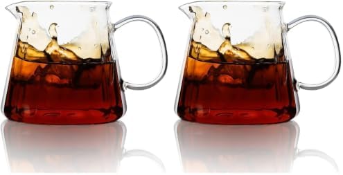 watchget Glass Coffee Carafe 500ml/17oz - Heat Resistant Thin Borosilicate Coffee Server, Clear Pour Over Coffee Pot Maker, Ideal for Home, Office, and Café (Pack of 2) by watchget