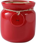 Coffee Bean Container Big Red Ceramic Jar with Bamboo Lid Round Storage Jar Storage Jar Tea Coffee Bean Sealed Jar for Beans, Grounds, Tea, Sugar(1900ml) by Unknown