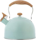 Vilihkc Tea Kettle 2.6 Liter Whistling Tea Kettle, Tea Pots for Stove Top Food Grade Stainless Steel with Wood Pattern Folding Handle, Loud Whistle Kettle for Tea, Coffee, Milk by vilihkc
