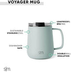 Simple Modern Voyager Signature Mug | Travel Coffee Tumbler with 360° Lid and Handle | Ceramic-Lined Insulated Stainless Steel Iced Cold Brew Cup | 12oz, Sea Glass Sage - Image 2