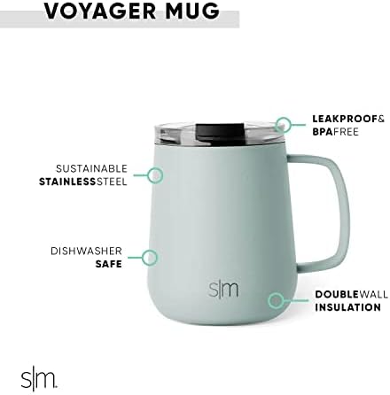 Simple Modern Voyager Signature Mug | Travel Coffee Tumbler with 360° Lid and Handle | Ceramic-Lined Insulated Stainless Steel Iced Cold Brew Cup | 12oz, Sea Glass Sage - Image 2