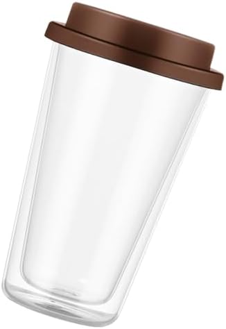 Glass Coffee Cup with Silicone Lid Reusable Beverage Mug for Hot Cold Drinks for Tea Juice Ergonomic Design for Easy Handling by CONGARTENO