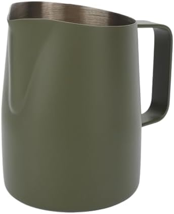 Milk Frother Cup,Coffee Jug,2pcs 450/600ML Stainless Steel Milk Jug Coffee Mug Slanting Mouth Pull Flower Cup Latte Art Tool(Green,600ml) by Unknown