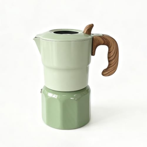 6 Cup Moka Pot, 10 oz Aluminum Stovetop Espresso Maker, Retro Two Tone by Unknown