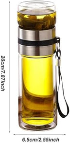 Tea and Water Separation Cup - Water Bottle with Tea Separation Double Wall Glass Water BottleTea Infuser Bottle with Strainer,Water Separation Tea Bottle for Men,Loose Tea - Image 7