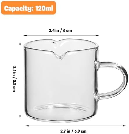 Cabilock 6pcs Clear Glass Coffee Mugs Small Espresso Cups Dual Spout Design for Easy Pouring Sturdy and Compact for Coffee Espresso and - Image 4