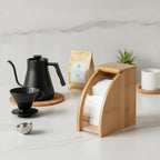 Bamboo Coffee Filter Holder Box with Lid for Cone Filters, Kitchen Counter Storage Organizer - Image 2