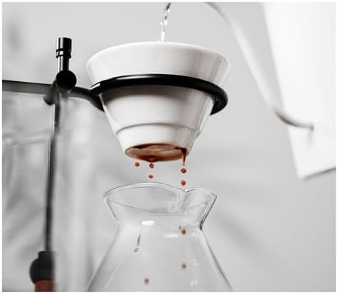 Pour Over Coffee Maker Ceramic Filter Dripper With Walnut Collar Reusable Cone Drip Holder For Travel(Pink) - Image 6