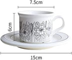 Espresso Cup, Party Tea Cups，Trophy 6Oz/180Ml Flowers Porcelain Mug, Milk Cup Coffee Mugs Tea Cup with Insulated Handle Drinking Highball Glasses Double Wall Porcelain Great Water Cocktail Milkshake - Image 2
