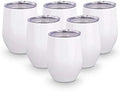 PYD Life 6 Pack Sublimation Blanks Wine Tumblers Cups with Lid White 12 OZ by PYDLife