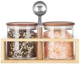 KKC HOME ACCENTS 18 oz Glass Seasoning Jars with Wood Lids, 2 Pack by KKCHOMEACCENTSGmbH