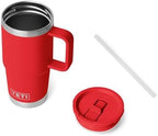 YETI Rambler 20 oz Travel Mug with Flip Straw Lid – Stainless Steel, Vacuum Insulated, Leakproof, Cup Holder Friendly, Rescue Red - Image 3