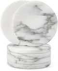 Koville Marble Coasters Set of 6 for Home Décor, 3.9" Inches Handmade Round Coaster, Luxury Aesthetic Modern Drink Coaster for Table Décor, Coasters for Dining, Bar or Office (Arabescato White) by Koville