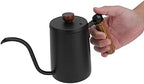 Pour Over Coffee Kettle, 600ml Small Gooseneck Kettle Long Gooseneck Spout Stainless Steel Tea Kettlee with Wood Handle Coffee Cafe Kettlee for Home Cafe Office (Black) - Image 7