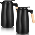 Ziliny 2 Pcs 34 oz Thermal Coffee Carafe for Keeping Hot/Cold Double Wall Vacuum Carafe with Insulated Glass Liner and Wood Handle Coffee Pot Container for Drinks Milk Tea Chocolates(Black) by Ziliny