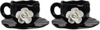 Cute Ceramic Coffee Cups, Unique Fancy Tea Cups with Saucer, 11OZ for Cappuccino Latte Milk (Pack of 2) by Unknown