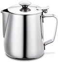 Milk JugMilk Frothing Jug Frother Pitcher Stainless Steel 304 Polished Cup With Lid for Coffee, Latte Art(600ml) by Unknown