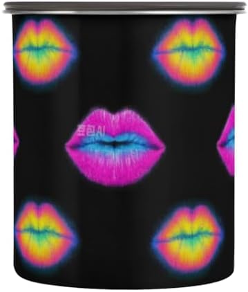 Colorful Fluorescent Neon Lips Designed Lid Storage Containers Stainless Steel Containers For Pantry Stackable Push Button Dry Food Canisters by Unknown