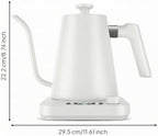 Electric Kettle Gooseneck Kettle With Long Spout Temperature Control Kettle With Digital Display And Rotary Knob 304 Stainless Steel Rapid Heating suitable for pour over coffee use, White - Image 6