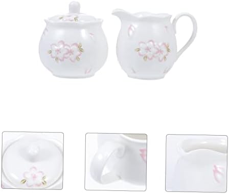 1 Set Ceramic Milk Jug Sugar Bowl White Utensils Set Coffee Syrup Set Coffee Dripper Set Ceramic Sugar Jar Candy Canister Tea Mug with Lid Coffee Pot Sugar Pot with Lid C,White-12X7.5CM - Image 5