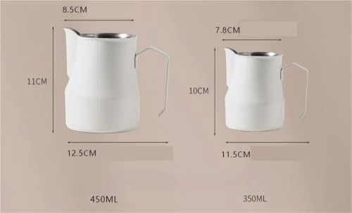 Milk Frother Cup Stainless Steel 304 Stainless Steel Milk Frothing Pitcher 350ml 450ml With Scale Espresso Latte Barista Tool Coffee Shop Home Use(White-350ml) - Image 2
