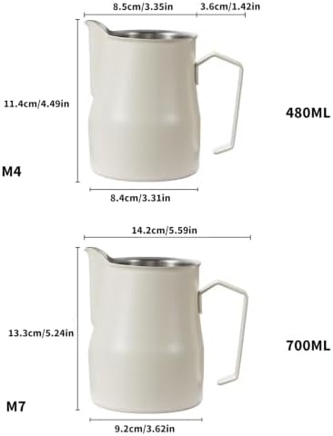 Stainless Steel Latte Art Milk Frothing Pitcher, Pour Spout and Open Handle for Home Espresso and Cafe Counter - Image 2