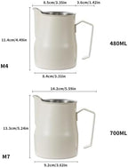 Stainless Steel Latte Art Milk Frothing Pitcher, Pour Spout and Open Handle for Home Espresso and Cafe Counter - Image 2