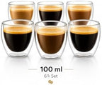 SODEF Set of 6 Double Wall Espresso Glasses 100ml Clear Glass for Coffee Tea Shot Drinks - White - Image 3