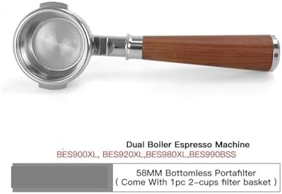 Compatible With BES920, 980, 990, 58mm Bottomless Portafilter, Stainless Steel Naked Coffee Handle, Cafe Accessories(Red D) - Image 2