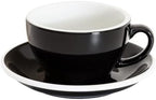 Loveramics Cappuccino Cup with Saucer, 8 oz Ceramic Coffee cup with Round Bottom for Cappuccino, Latte, Tea, Espresso, Thick-walled Stoneware Cup Set for Barista - Regular Colours (Black, 8OZ) by LoveramicsUSA
