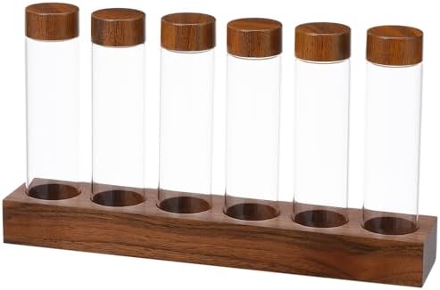 Coffee Bean Storage Tubes Set with Wooden Stand Glass Sealed Jars by HOLIDYOYO