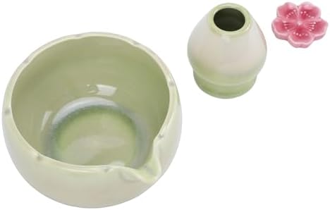 Ceramic Matcha Tea Set 500ml Petal Bowl with Spout (Green) - Image 4