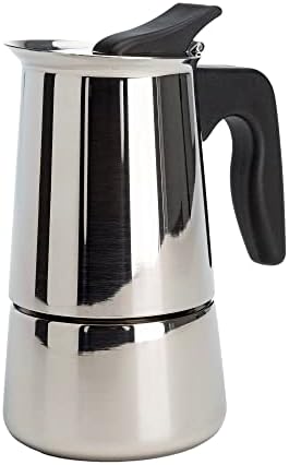 Primula Stainless Steel Stovetop Espresso Coffee Maker, 4-Cup, 3.5"D x 5"W x 7"H, Black Handle by Primula