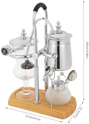 Belgium Family Balance Syphon Coffee Maker Belgian Siphon Unique Gravity Vintage Coffee Maker acuum Brewing System with Tee Handle (Silver) - Image 4