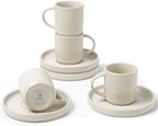 famiware 3oz Espresso Cups and Saucers, Set of 4, Matte White by Famiware