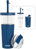asobu ClearInsulation Flexi Straw Tumbler Marina a Tritan 28 oz Tumbler with 17 Oz Stainless Steel Insulated Sleeve for Ice Coffee or Hot Tea (Blue) by Asobu