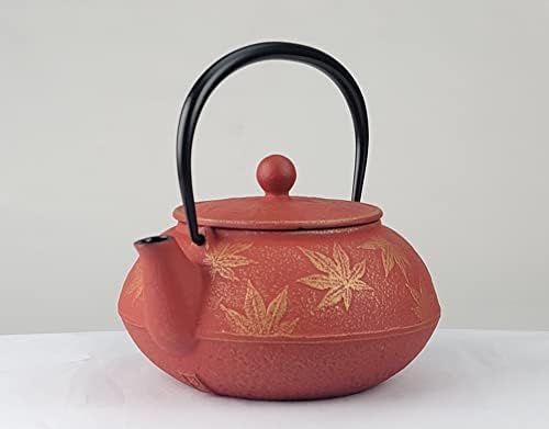 Iwachu 45649 Teapot Type 5 Maple Gold/Red Brown 0.65L Inner Enamel Nambu Ironware - Image 3